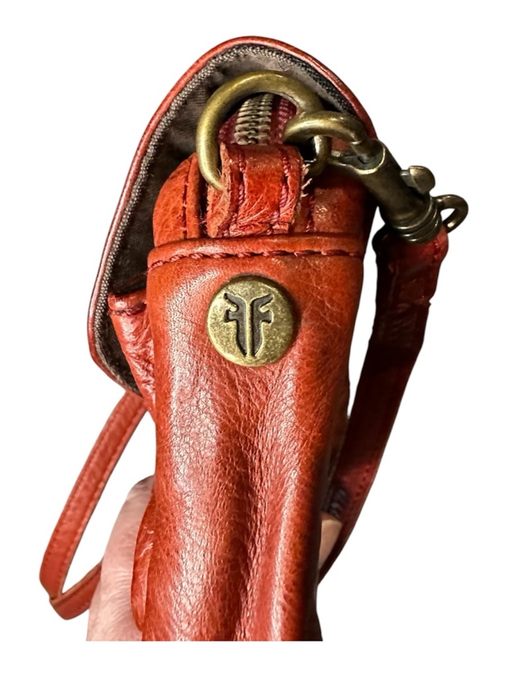 FRYE mini Brooklyn red leather studded crossbody Rare - Picture 8 of 10